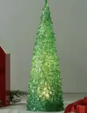 17" Illuminated Glistening Tree w/Clear & Color Morph Lights in Green
