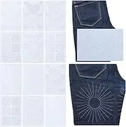 FREEBLOSS 12Pcs Sashiko Embroidery Pattern Stabilizers 8.3 * 11.7'' Embroidery Stencils Wash Away Stick and Stitch Design Water Soluble Transfer Paper for Hand Quilting Craft
