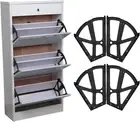 4Pcs/Set Shoes Drawer Cabinet Hinges Flip Frames, Black 2 Layers Shoes Cabinet