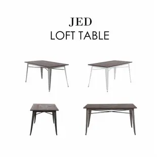 【E-home】Jed傑德金屬木面工業風桌-140x80cm-四色可選