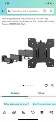 WALI Single Monitor Arm, Universal 3 Tier Arm