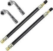 KEWAYO Valve Stem Extension, 2PCS 210mm Dually Valve Stem Extenders 2PCS 90 Degree Brass Valve Stem Extension Adaptor for Car Truck Motorhome Trailer RV