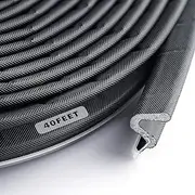 BBTO Weather Stripping Door Seal Strip Kerf Soundproof Strip V-Shaped Q Foam Weather Stripping Exterior Door Frame for Summer Windows Large Gap Seal and Easy Installation(40 Feet,Black)