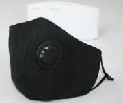 FACE MASK REUSABLE COTTON CLOTH FABRIC W/ 2 PM2.5 PERFECT FIT ADJUSTABLE BLACK