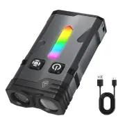 SEEKNITE EV10 1100LM EDC Keychain Flashlight Polypan-RGB Flash Color Clip-on Light Type-C Rechargeable Mini Portable Mag