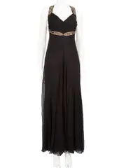 Black Silk Maxi Embellished Dress