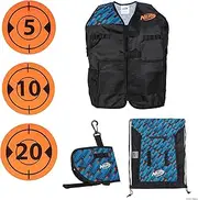NERF Elite Deluxe Tactical Gear Pack - Tactical Vest with Hip Holster, Cinch Backpack, and 5 Targets - Blast Into Battle