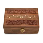 Exquisite Handmade & Carved Wooden box With Beautiful Metallic Wire Work