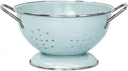 Enamel Coated Colander Strainer Bowl, Vintage Style Self Draining Fruit Dishes, Metal Dinnerware Set, Home Kitchen Decoration, Small Green