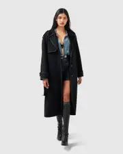 [Belle & Bloom] Million Reasons Wool Blend Belted Coat - Black