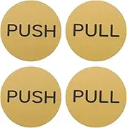 uxcell 2Set Push Pull Door Stickers, 3in Push and Pull Signs Plate Acrylic Vertical Self-Adhesive for Doors Glass Window Business Stores, Round, Gold