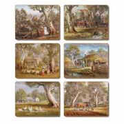 Country Kitchen Home Amongst the Gum Trees Cork Backed Coasters Set 6