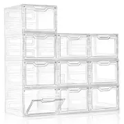 10 Pack Stackable Storage Bins with lids, 19Qt Plastic Bins for Storage, Clos...