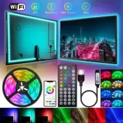 LED Strip Lights 50ft 15m Music Sync Bluetooth 5050 RGB Room Light USB W/Remote