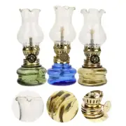 3 Pcs Glass Kerosene Lantern Oil Lamp Lanterns Hurricane Cool