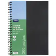 J.Burrows A4 Recycled Hard Cover Notebook 200 Page Black