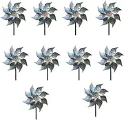 10Pack Reflective Pinwheels for Garden and Yard Decoration Outdoor Bird Repellent Wind Spinner for Patio, Lawn, Farm Silver Wind Direction Indicator for Birds Animal Deterrent (Square)