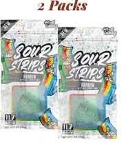 2 Pack - Sour Strips RAINBOW Sour Flavored CHEWY Candy 24 Strips.