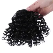 2 Pcs Curly Fringe Bangs Wig Extensions For Women Natural Black Hairpieces Heat Resistant Fiber Synthetic Clip in Hair