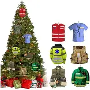 6 Uniforms Ornament Firefighter Christmas Tree Pendant Hanging Tree Decor Restaurant Christmas Decoration