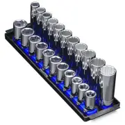 Socket Boss, Premium 2-Rail 1/2-Inch-Drive Socket Organizer, 13-Inch, Blue (8...