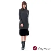 在飛比找momo購物網優惠-【KeyWear 奇威名品】慵懶拼接長袖針織洋裝