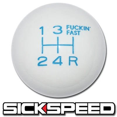 WHITE/BLUE FING FAST SHIFT KNOB FOR 5 SPEED SHORT THROW SHIFTER LEVER 10X1.5 K02 (for: Honda Civic)