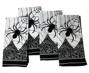 Williams Sonoma Spider Web Printed Napkins Set of 4 White Black Halloween