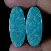 32.30 Cts Natural Amazonite Matched Pair Cabochon Gemstone For Earrings Supply