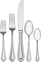 Mikasa Regent Bead 65-Piece Stainless Steel Flatware Set with Serveware, Service for 12
