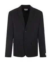 logo-patch wool blazer L Black