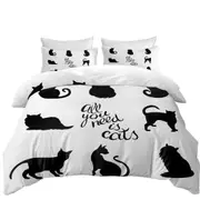 Black and White All You Need is Cats Quilt Cover