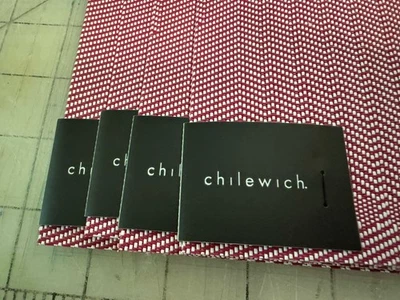 4 Chilewich Raspberry Red Geometric Basket Weave Woven Placemats Retainer $18 Ea