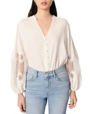 Maje Embroidered Sleeve Top