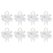 8Pcs Wrist Corsage Artificial Flower Bracelets Rose Wrist Decorative White