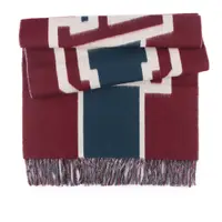 在飛比找誠品線上優惠-【COACH】Varsity 校隊徽標羊毛圍巾(海軍藍/紅色