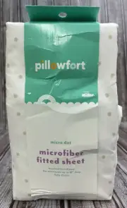 PILLOWFORT Twin Size Gray Dot Brushed Microfiber Fitted Sheet Bedding NEW