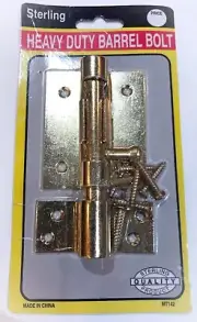 Sterling Heavy Duty Barrel Bolt - Gold Color - Security Protection Lock Door