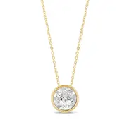Bevilles 0.05ct Diamond Solitaire Bezel Necklace in 9kt Yellow Gold