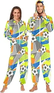 [Joisal] Ball Paddles Tropical Leaves Men Onesie Pajamas Warm Adult Onesies, Matching Christmas Onesies for Family Small
