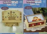 Family Circle Crafts Pattern Pack ~Bee Kind Box & Log Cabin Flower Basket Shelf