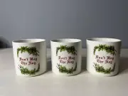 “Don’t hog the nog” small mugs. 3” tall. Comes w/recipe books. HTF lot of 3 new
