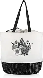 PICNIC TIME Star Wars Darth Vader Coronado Canvas and Willow Basket Tote, Picnic Tote Bag, Beach Tote, (White Canvas with Black Accents)