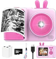 Kids Camera Instant Print,1080P Kids Instant Cameras for Kids That Print Photos,Christmas Birthday Gifts for Girls Age 3-12,Portable Camera Toy for 3 4 5 6 7 8 9 10 Year Old Boys with SD Card (Pink)