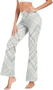 [GuoChe] Argyle Plaid Beige Blue Leg Yoga Pants Cozy Sports Pants for Gym Travel S