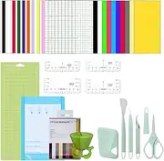 EEH All-in-One Accessories Bundle for Cricut Joy Machine, Include 4.5 * 12in Cutting Mat, Card Mat, Weeding Tools Bundle, 10pcs Smart Vinyl & Heat Transfer Vinyl, Tshirt Ruler Guide
