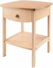 Natural Wooden Nightstand Bedside Table 1 Drawer End Side Storage Shelf Bedroom