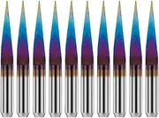 Lancoon 10Pcs Engraving Bits with Nano Blue Coating, 10 Degree 0.1mm / 0.004" Tip CNC Router V-Bit Carbide 3.175mm / 1/8" Shank Carving Tool for PCB Wood Plastic Lettering Sign Making