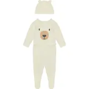 MORI My First Christmas Hat, Bodysuit & Footed Leggings Set in Panda Cream at Nordstrom, Size 3-6M