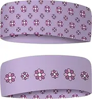 [LEON+] Children's Headband - Sustainable, Seamless, Elastic (Orange Black) (Flowers (Purple Light Blue), Children)